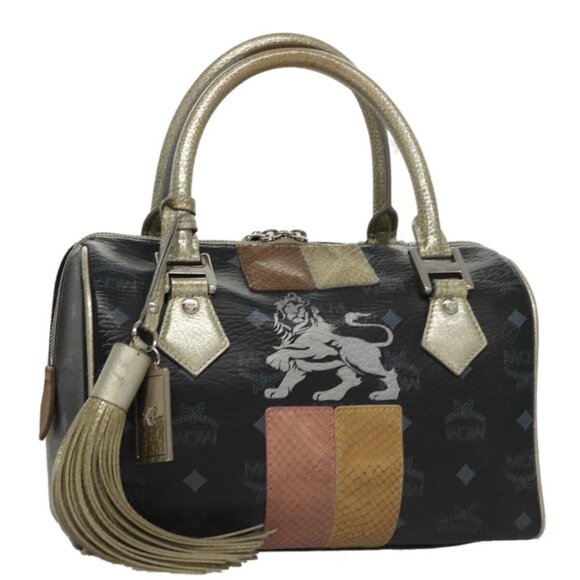 MCM Vicetos Logogram Hand Bag PVC Black Auth - Picture 1 of 16